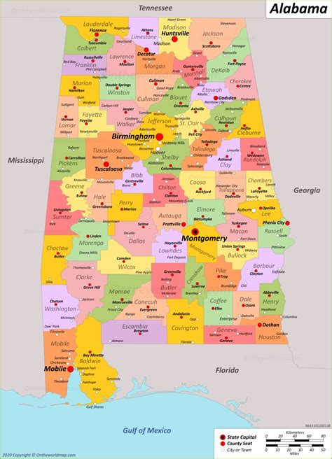 Alabama State Map | USA | Maps of Alabama (AL)