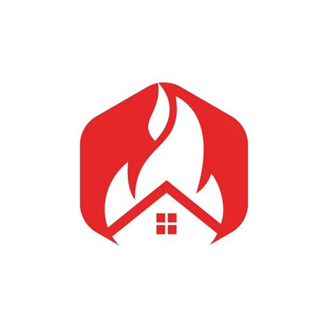 House fire vector logo design template. Preventing fire or fire alarm ...