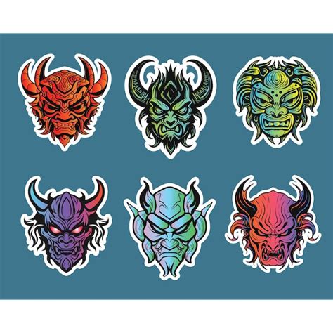 Premium Vector | Colorful demons a collection of cute and scary stickers