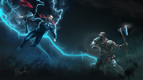 3840x2160 Thor Vs Kratos Art 4K ,HD 4k Wallpapers,Images,Backgrounds ...