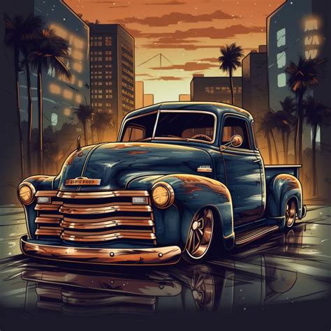 Chevrolet 3100 Lowrider Bomb Pickup Truck Chevy Low Rider Art Poster ...