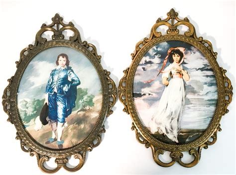 Vintage Pair The Blue Boy & Pinkie w/ Ornate Brass-colored Metal Frame ...