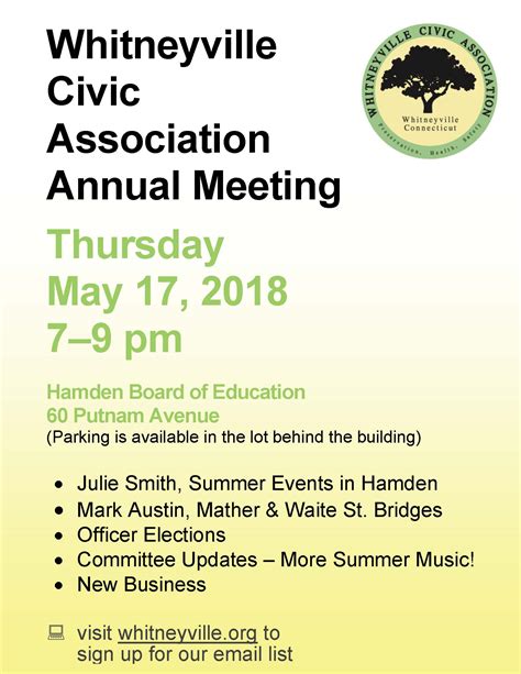 May 17 Annual Meeting Announcement | Whitneyville Civic Association