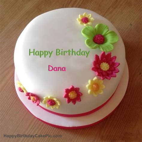 Colorful Flowers Birthday Cake For Dana