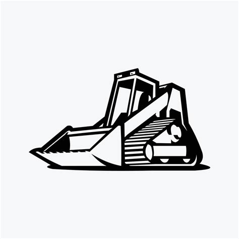 Skid Steer Loader Vector Silhouette. Multi Terrain Loader Monochrome ...