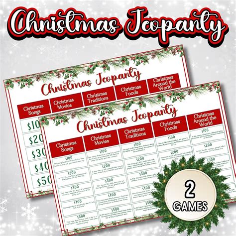 Christmas Game Jeopardy Printable Christmas Trivia Game Holiday Trivia ...