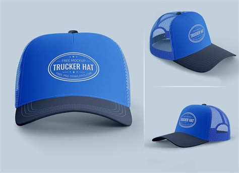 Free Trucker Mesh Cap / Hat Mockup PSD Set - Good Mockups