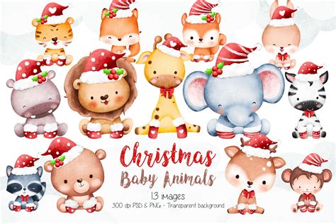 Christmas Baby Animals Clipart Graphic by Stellaart · Creative Fabrica