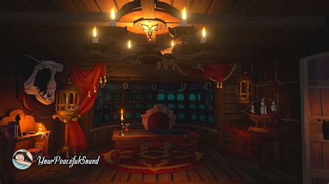 Captain's Room on a Pirate Ship | Pirate Ship Night Ambience | Sleep ...