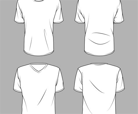 White T Shirt With Black Outline Front And Back Mock Up Vector Art ...