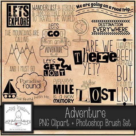 Adventure Word Art PNG Clip Art Photoshop Brush Set - Etsy