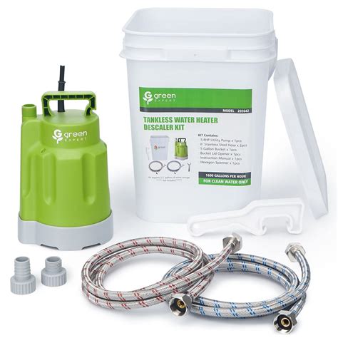 Green Expert Tankless Water Heater Flushing Kit, Includes 1/4HP Utility ...