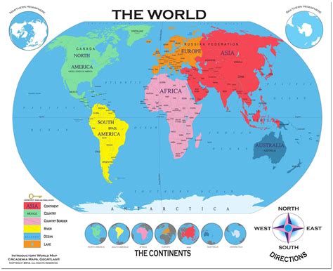 World Map With Labelled Continents