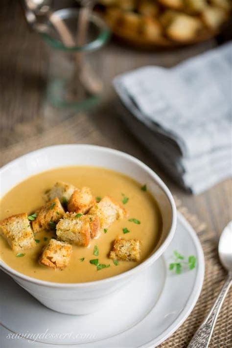 Potato Leek Soup and Homemade Croutons - Saving Room for Dessert