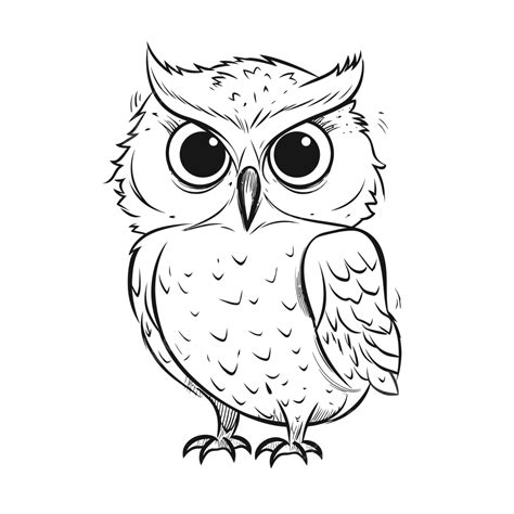 Drawing Owl Coloring Page With Big Eyes To Color Stock Download Free ...