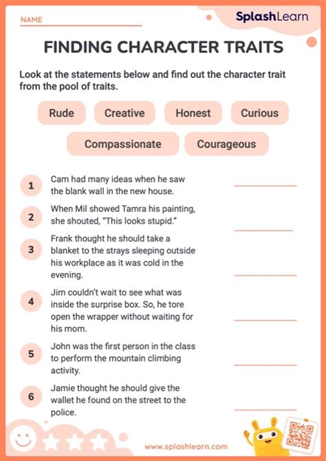 Find the Character Traits Worksheet