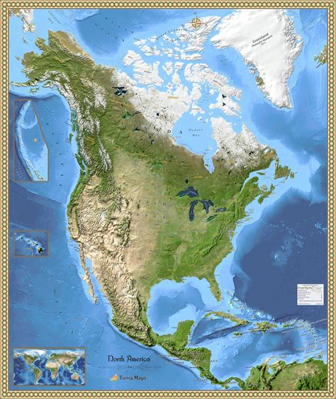 North America Satellite Wall Map | Mapszu.com.com