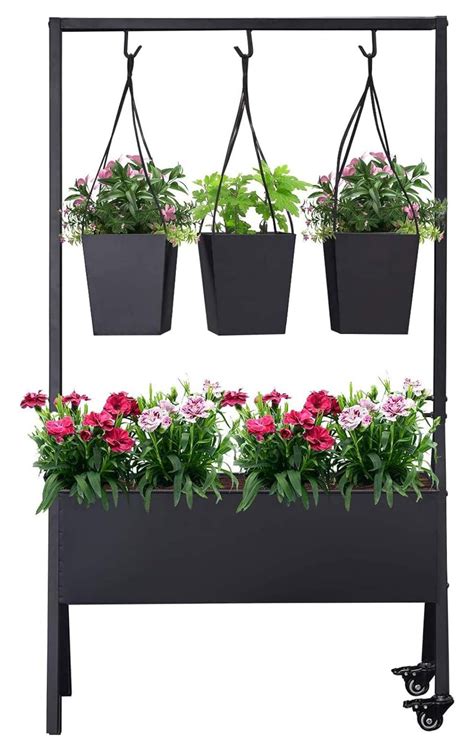 ByEUcuk Raised Planter Box with Legs Metal Mobile Planter Outdoor ...