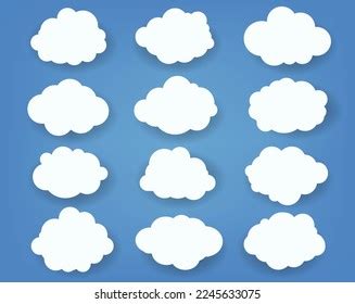 White Clouds Set Blue Background Stock Illustration 2245633075 ...