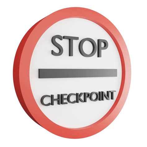 3D render stop at checkpoint sign icon isolated on transparent ...