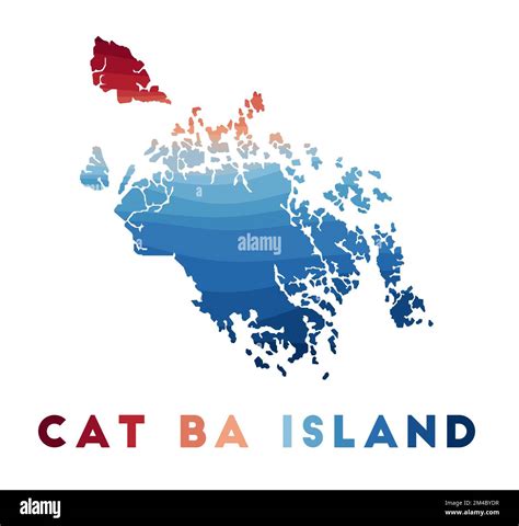 Cat Ba Island map. Map of the island with beautiful geometric waves in ...