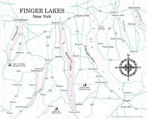 5 Finger Lakes Wooden Map Art | Topographic 3D Chart