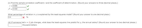 (c) Find the sample correlation coefficient r and the | Chegg.com