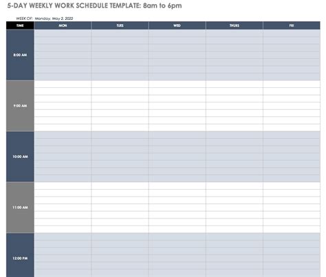 Work Schedule Template Free Excel