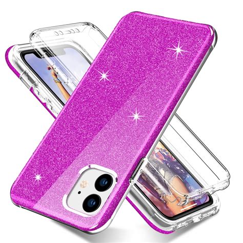 Hot Pink Glitter Case for iPhone 11 with Built-in Screen Protector Slim ...