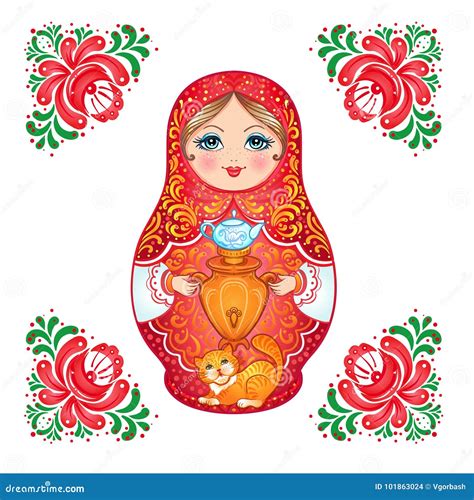 Babushka (matryoshka), Traditional Russian Wooden Nesting Doll D Stock ...