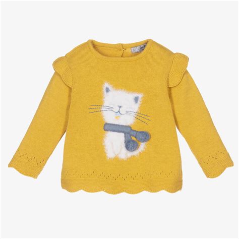 Dr. Kid - Girls Yellow Cat Sweater | Childrensalon Outlet