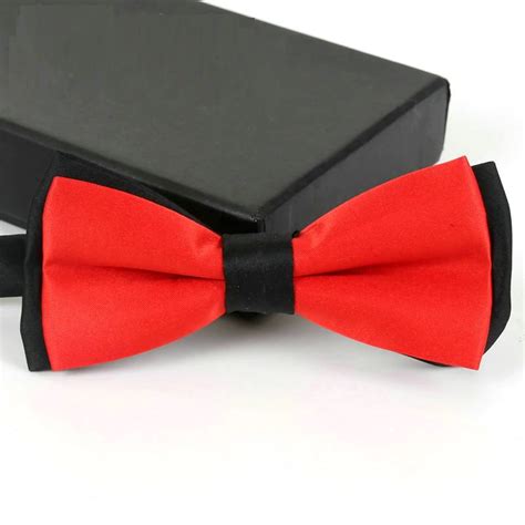 Two-tone men's bow tie red black - Only_For_Men