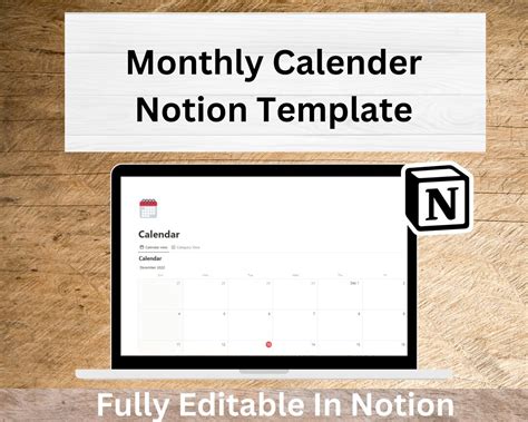 Monthly Calendar Notion Template Customizable Notion - Etsy