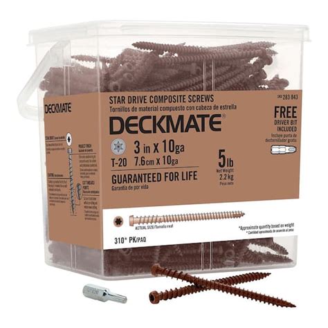 Deckmate 10 x 3 in. Star Pan-Head Composite Red Deck Screws 5 lbs.-Box ...