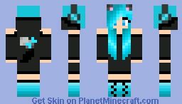 Blue and Black Cat Girl Minecraft Skin