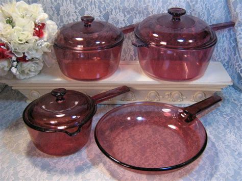 Vintage Corning Pyrex Cranberry Visions Glass Cookware 7 | Etsy