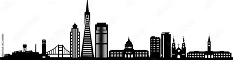 San Francisco Skyline Outline Silhouette Vector Stock Vector | Adobe Stock