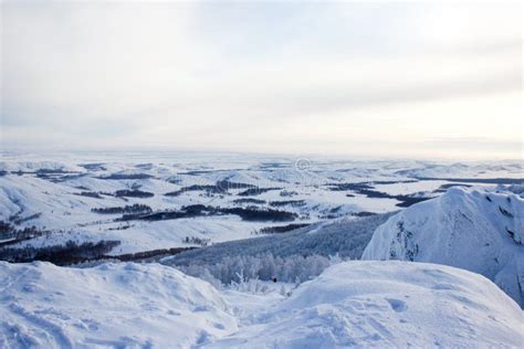 Winter Landscape, Snowy Ural Mountains in Cloudy Day, Russia Stock ...