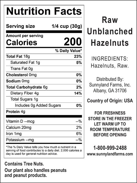 Jumbo Raw Hazelnuts - Protein Rich - Free Shipping - Sunnyland Farms