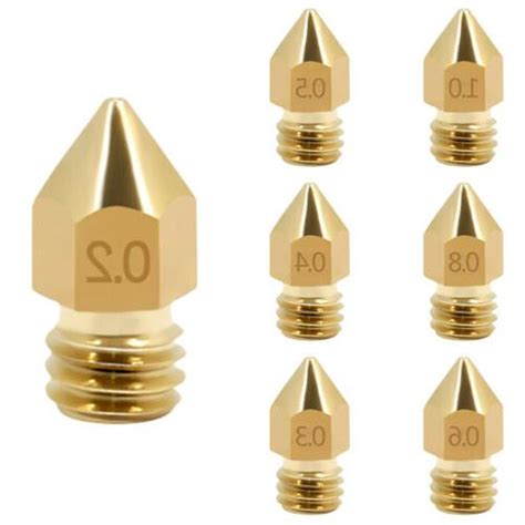 10Pcs Set 3D Printer Nozzle 0.2~1.0mm φ1.75mm MK8