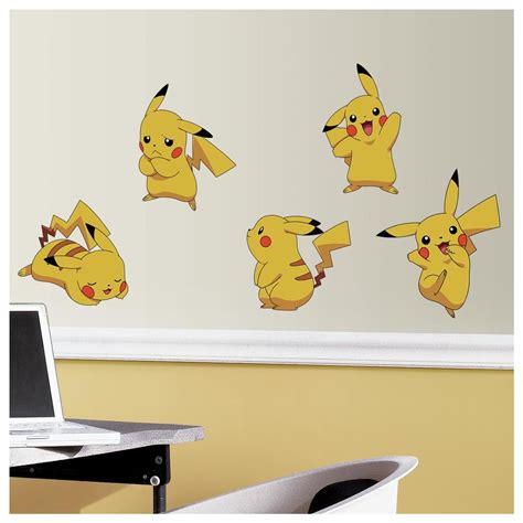 POKEMON PIKACHU Peel & Stick WALL DECALS Kids Room Decor POKEBALLS ...