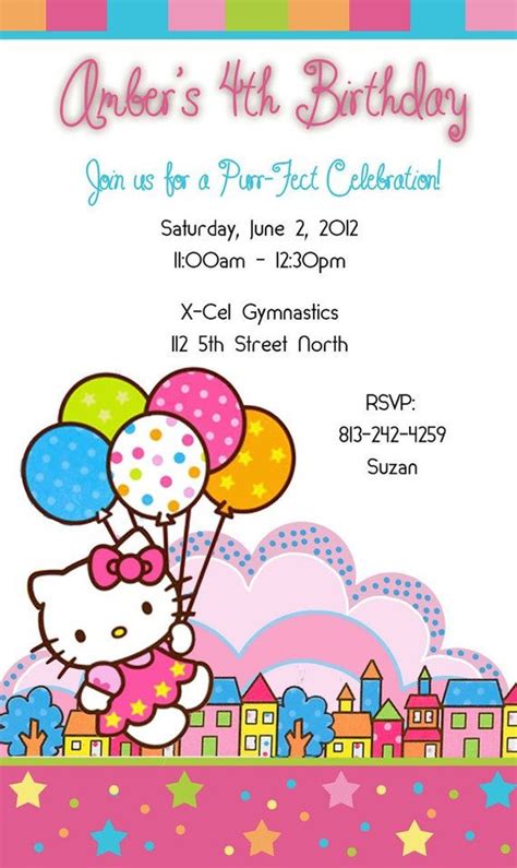 Enjoy the quality designed Hello Kitty birthday invitations ...