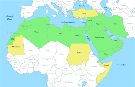 map of MENA region with borders of the states 22753422 Vector Art at ...