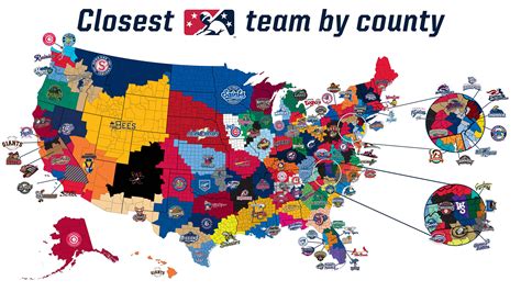 Closest Minor League Baseball Team by County : r/MapPorn