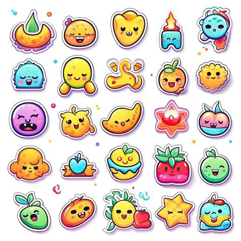 Premium AI Image | cute emoji stickers over white background