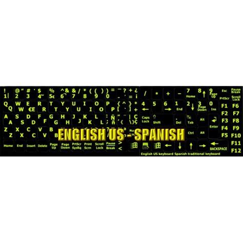 Spanish glowing keyboard stickers