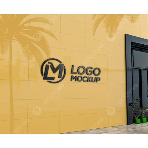 Logo Mockup Modern Yellow Facade Sign Template Download on Pngtree