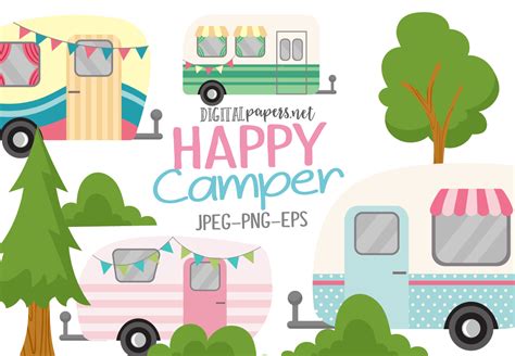 Happy Camper Clipart Set Graphic by DIPA Graphics · Creative Fabrica