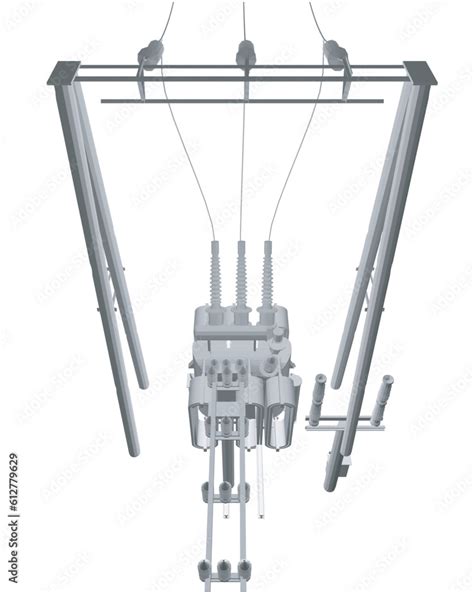 Polygonal Electric transformer substation. Power grid substation ...