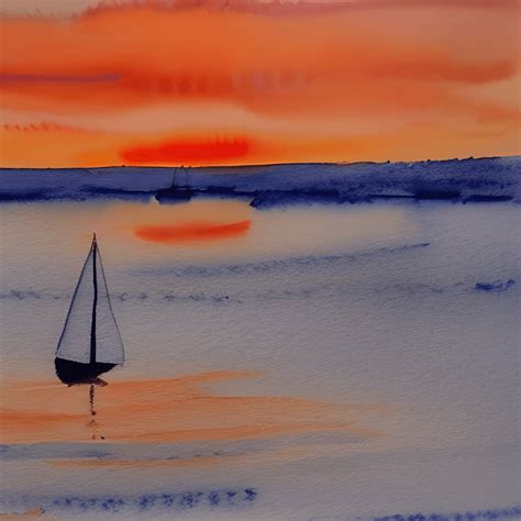 Sailing at Sunset Watercolor · Creative Fabrica